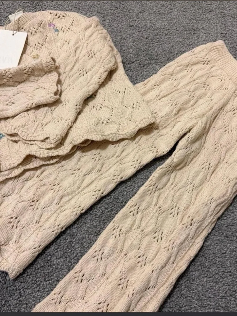Zara Cream Cable-Knit Lounge Set